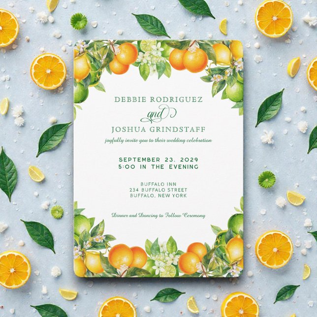 Invitación de boda de cítricos de naranja de veran (Subido por el creador)