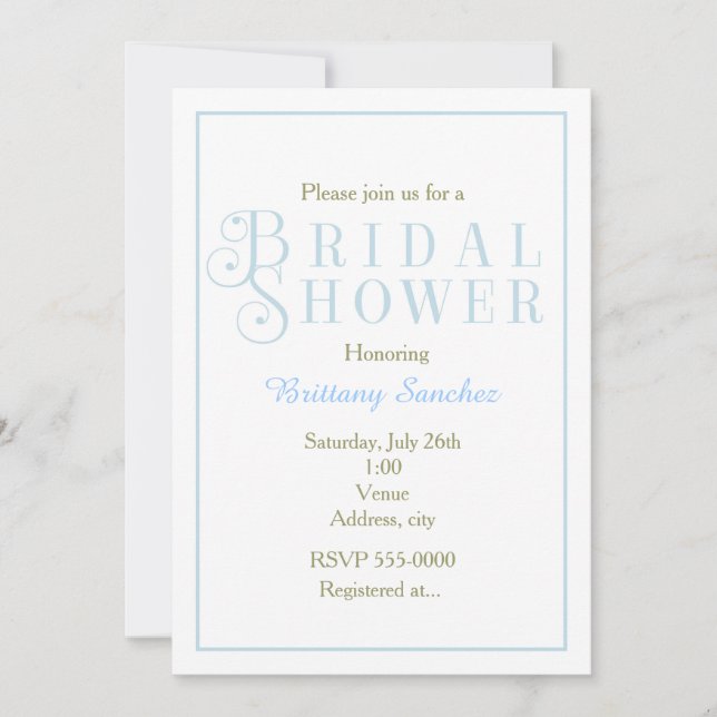Invitación de boda de clase azul bebé en polvo (Anverso)