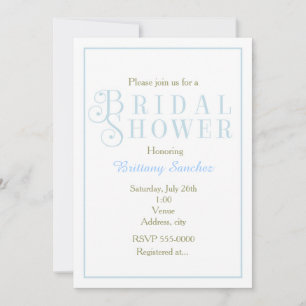 Invitación de boda de clase azul bebé en polvo
