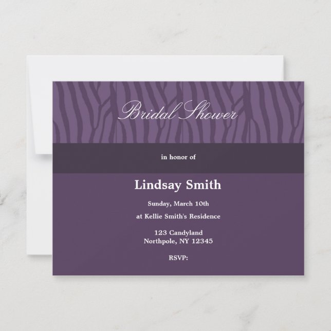 Invitación de boda de clase en morado (Anverso)
