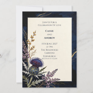 Invitación de boda de cobre y cardo naval