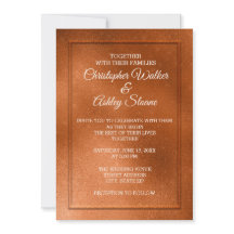 Invitación de boda de cobre y crema elegante
