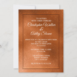 Invitación de boda de cobre y crema elegante