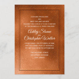 Invitación de boda de cobre y crema elegante #3