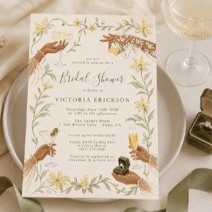 Invitación de boda de cóctel de crema elegante par