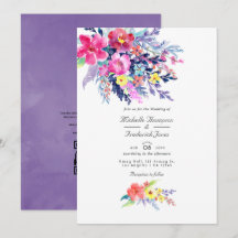 Invitación de boda de código QR floral de acuarela