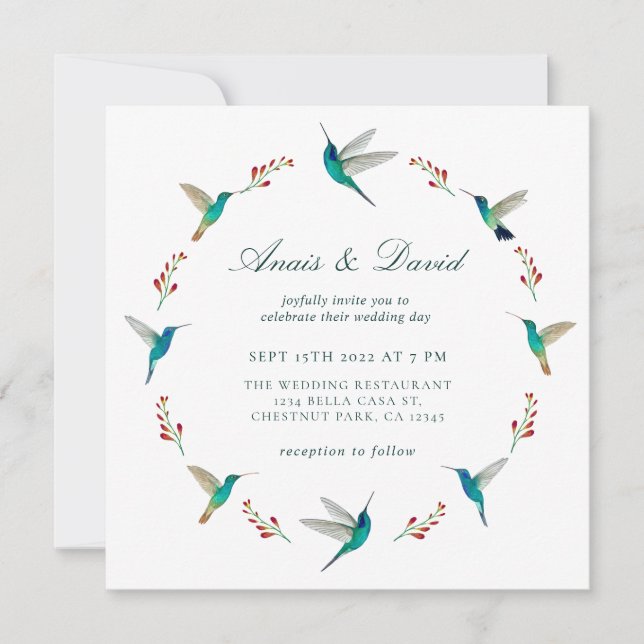 Invitación de Boda de Colibrí (Anverso)