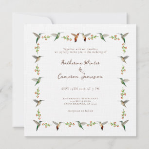 Invitación de boda de colibrí