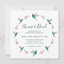 Invitación de boda de colibrí
