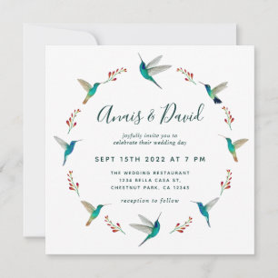 Invitación de boda de colibrí