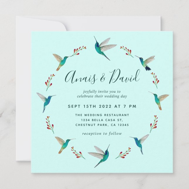 Invitación de Boda de Colibrí (Anverso)
