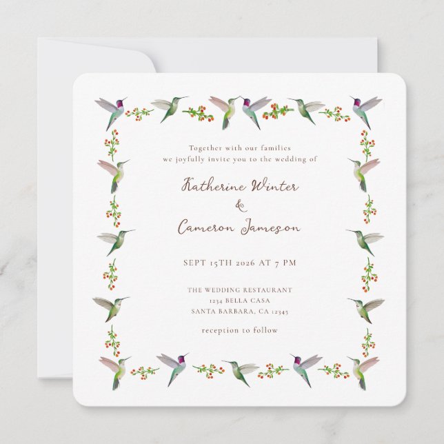 Invitación de boda de Colibrí de Anna (Anverso)