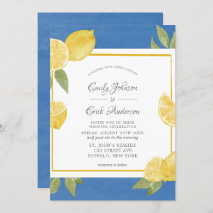 Invitación de Boda de color amarillo y azul
