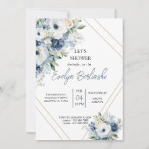 Invitación de boda de color azul polvoriento