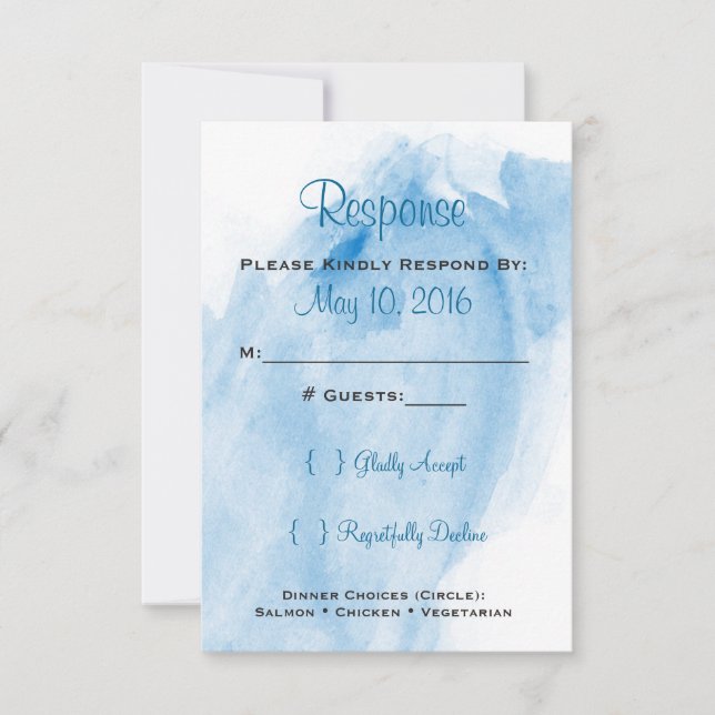 Invitación de Boda de color azul RSVP (Anverso)