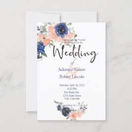 Invitación de boda de color azul y de color azul
