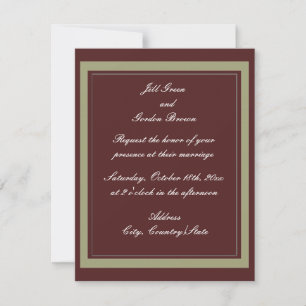 Invitación de boda de color burdeos y dorado