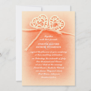 invitación de boda de color coral vintage rústico