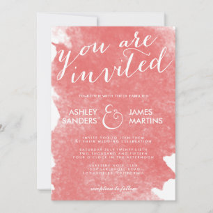 INVITACIÓN DE BODA DE COLOR DE AGUA CORAL DE MODA