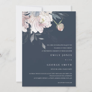 INVITACIÓN DE BODA DE COLOR DE AGUA DE NAVY PINK R