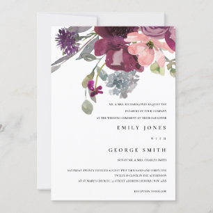 INVITACIÓN DE BODA DE COLOR DE AGUA LILAC PURPLE S