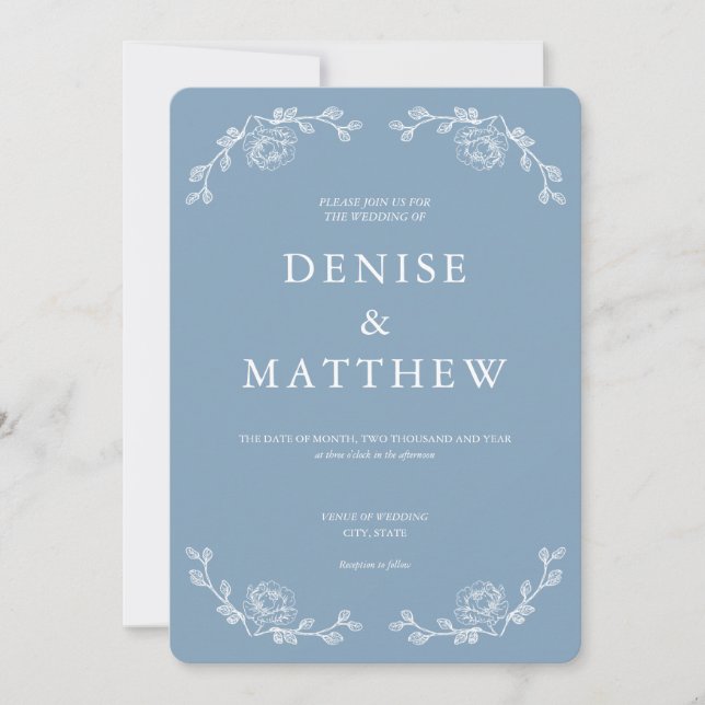 Invitación de boda de color lago glaciar (Anverso)