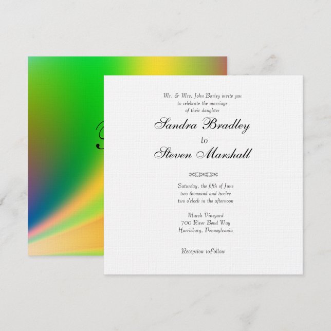 Invitación de Boda de Colores Arcoíris (Anverso / Reverso)