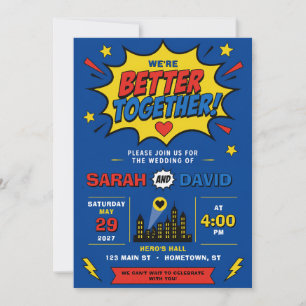 Invitación de Boda de Cómic de Superhéroe Colorida