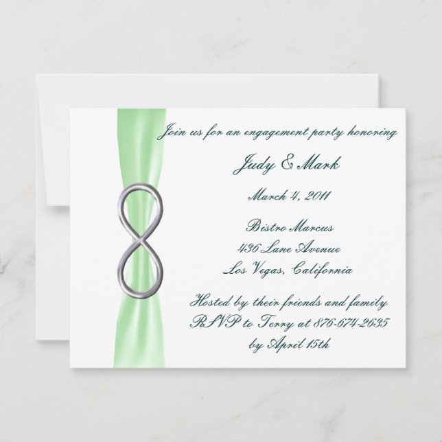 Invitación de boda de compromiso de infinito verde (Anverso)