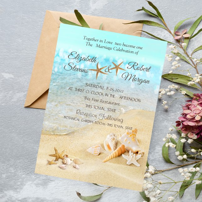 Invitación de Boda de Conchas de Playa y Arena (Subido por el creador)