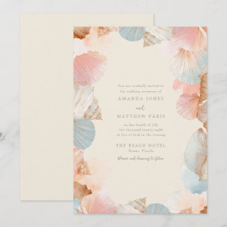 Invitación de boda de conchas marinas costeras
