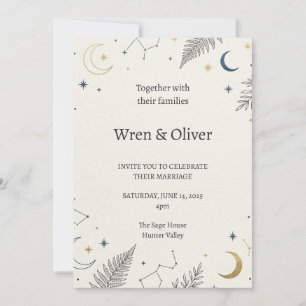 Invitación de boda de constelación de luna celesti