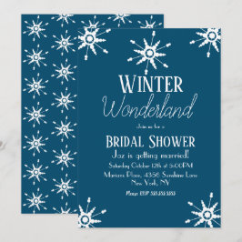 Invitación de boda de copo de nieve azul de invier