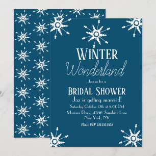 Invitación de boda de copo de nieve azul de invier