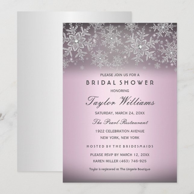 Invitación de Boda de Copos de Nieve con Joyas Ros (Anverso / Reverso)