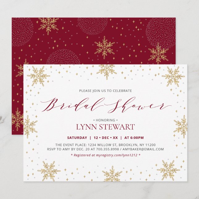 Invitación de boda de copos de nieve de invierno d (Anverso / Reverso)