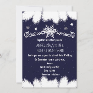 Invitación de boda de copos de nieve de invierno y