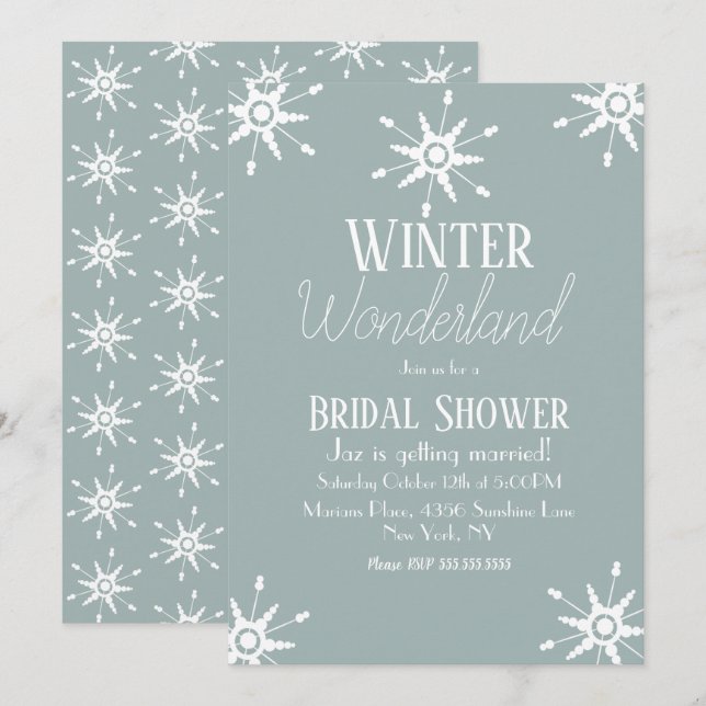 Invitación de boda de copos de nieve simples de in (Anverso / Reverso)