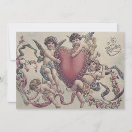 Invitación de boda de corazón de ángel querubín Cu