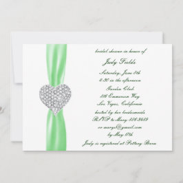 Invitación de boda de corazón de diamante verde pa