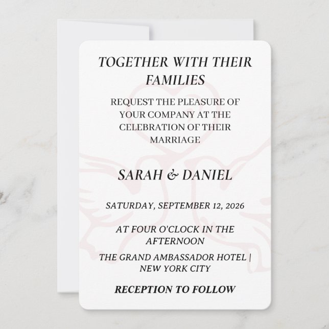 Invitación de boda de corazón de tórtolas romántic (Anverso)