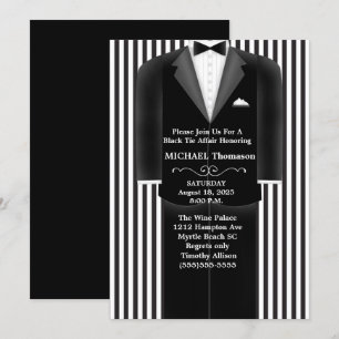 Invitación de boda de corbata negra