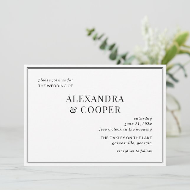 Invitación de boda de corbata negra (Anverso de pie)