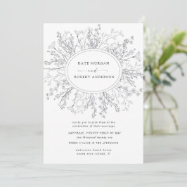 Invitación de boda de corona de flores moderna dib