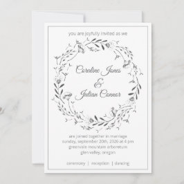 Invitación de boda de corona floral