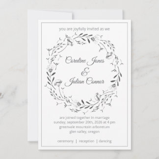 Invitación de boda de corona floral