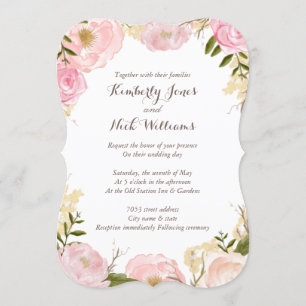 Invitación de boda de corona floral de rosa dulce