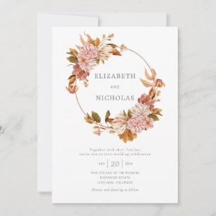 Invitación de boda de corona floral vintage acuare