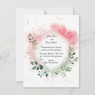 Invitación de boda de corona geométrica de follaje