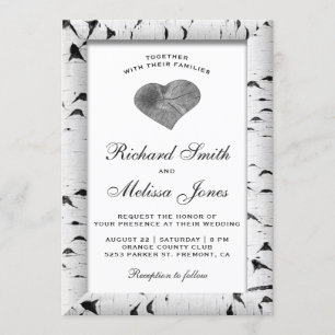 Invitación de boda de corteza de árbol de abedul b